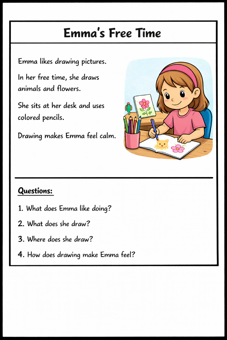 FREE TIME READING COMPREHENSION WORKSHEETS
