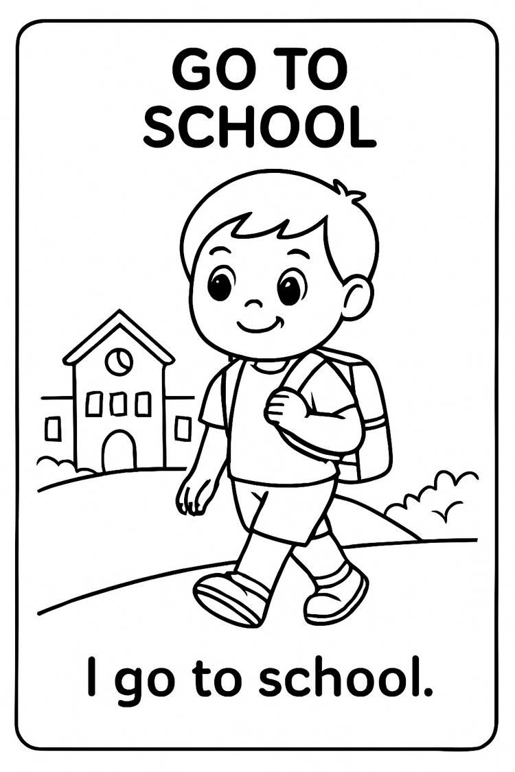 FUN AT SCHOOL COLORING CARDS