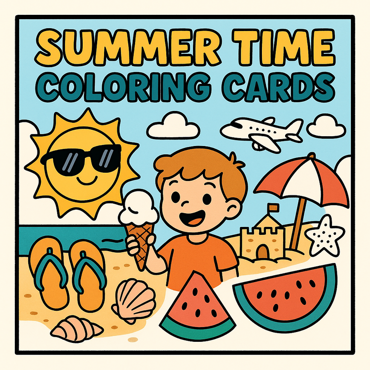SUMMER TIME COLORING CARDS