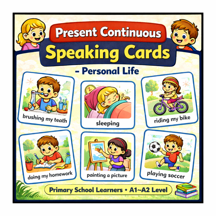 PRESENT CONTINUOUS TENSE SPEAKING CARDS- PERSONAL LIFE