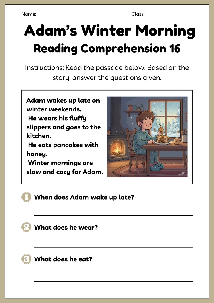 SEASONS & PERSONAL LIFE READING COMPREHENSION WORKSHEETS