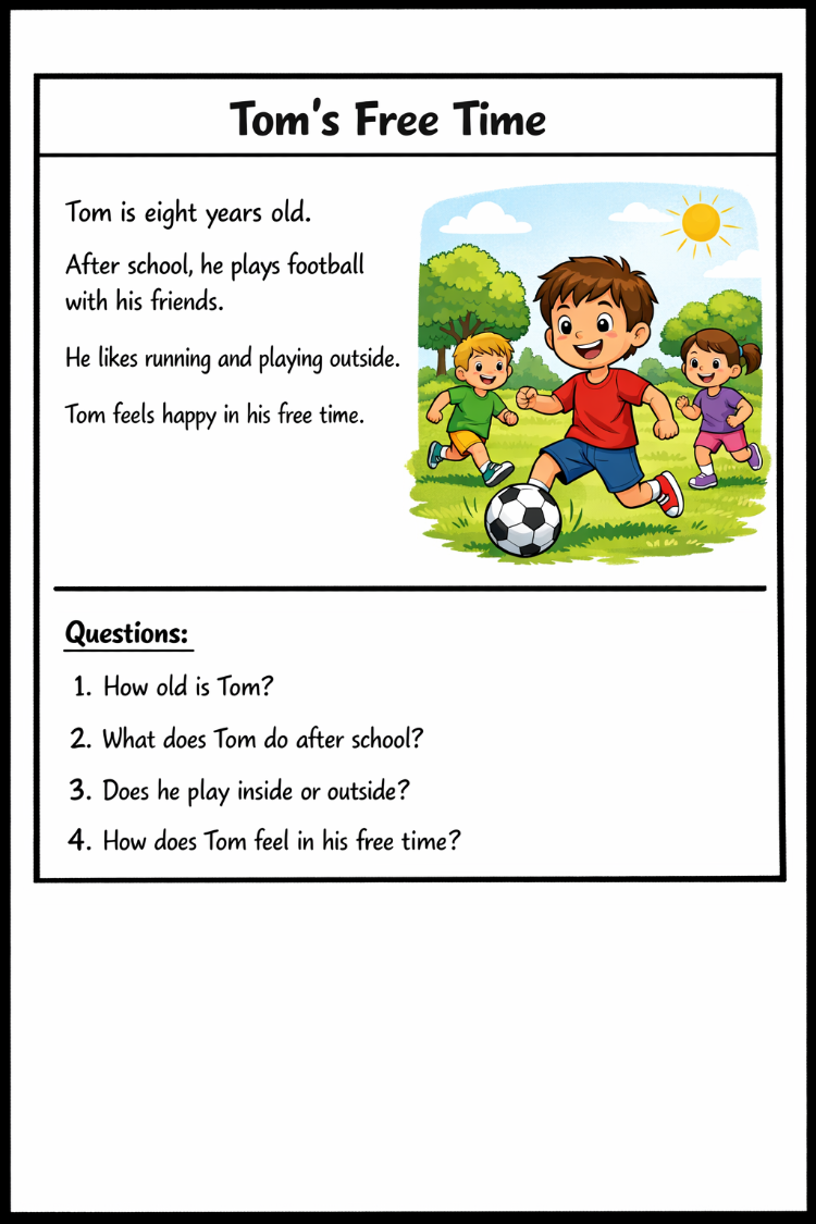 FREE TIME READING COMPREHENSION WORKSHEETS