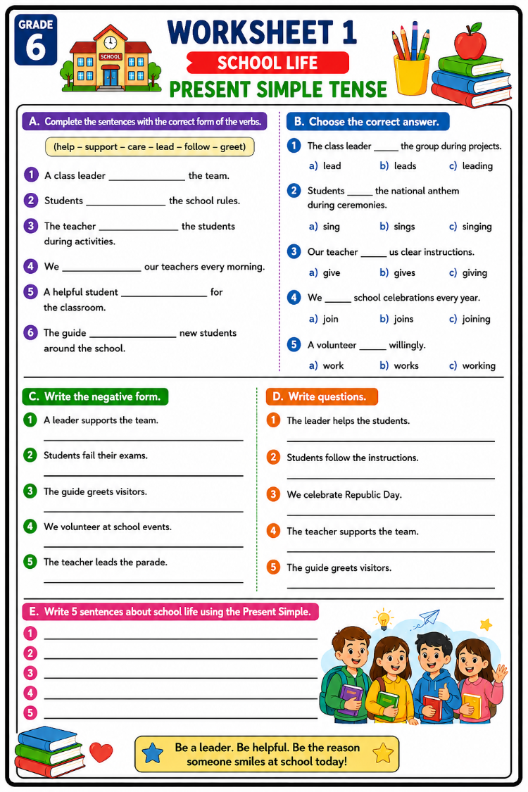 GRADE 6 ENGLISH GRAMMAR WORKSHEETS BOOK 1