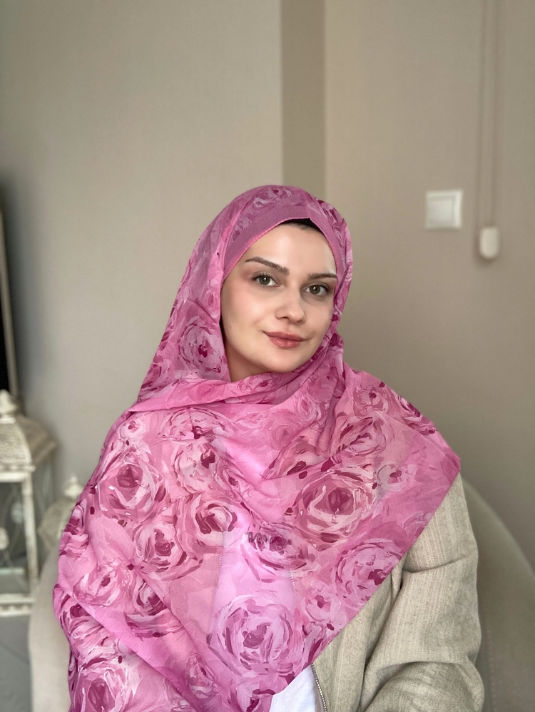 İpek Krep Şal Gül Pembe