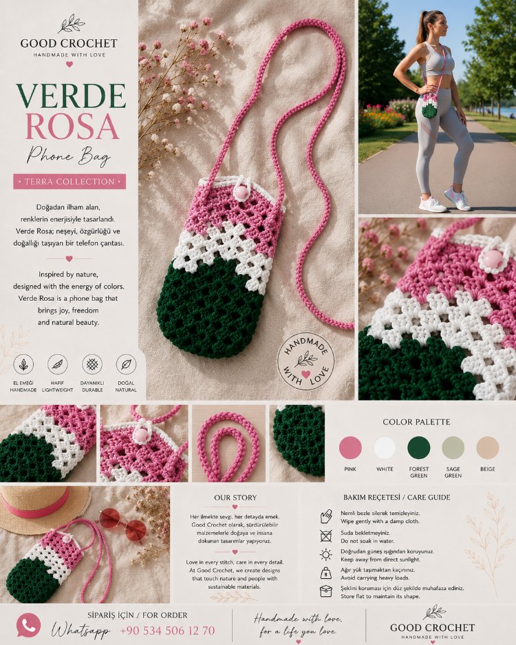 Polyester Makrome Cep telefonu Cantasi
