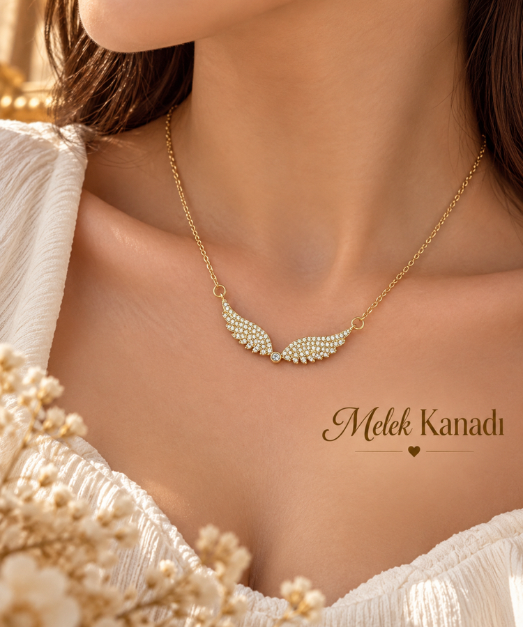 GOLD RENK MELEK KANADI ANGEL WINGS KOLYE