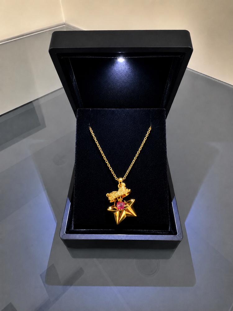 IŞIKLI KUTUDA İÇİ AÇILABİLEN GOLD YILDIZ KOLYE ÇELİK
