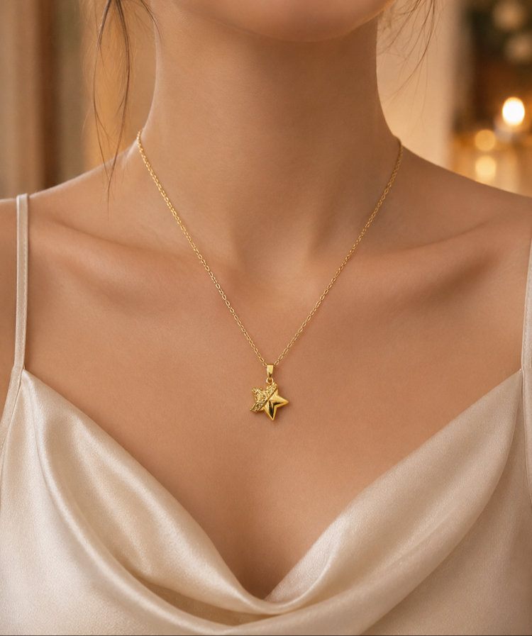 İÇİ AÇILABİLİR GOLD YILDIZ KOLYE