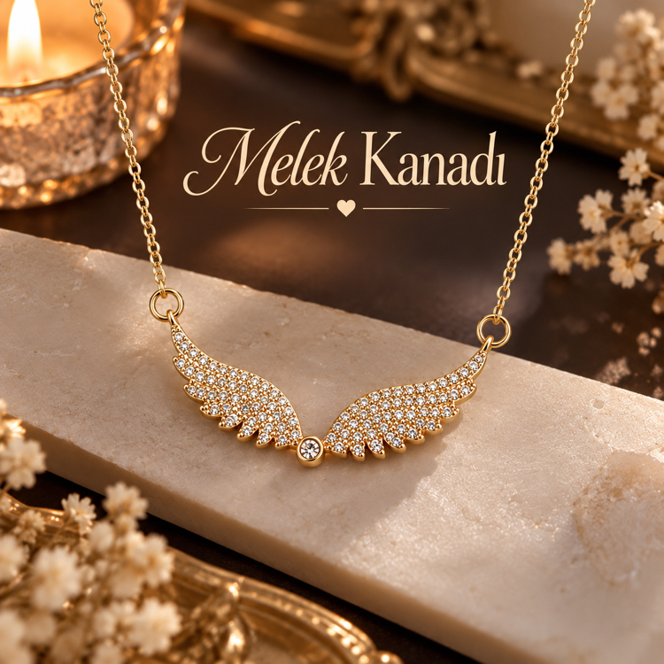 GOLD RENK MELEK KANADI ANGEL WINGS KOLYE