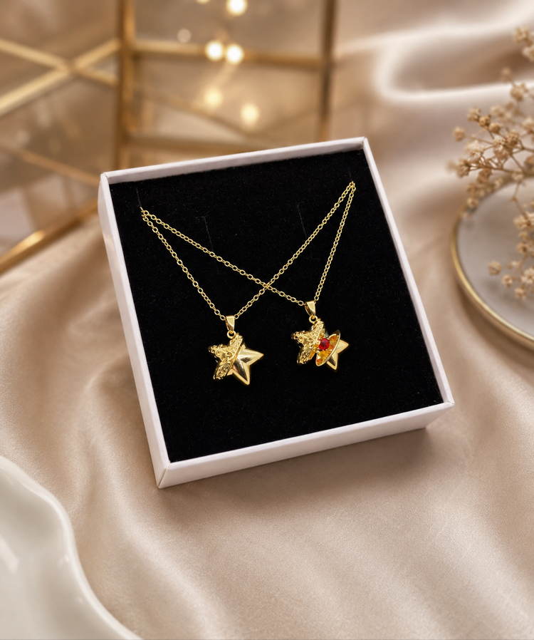 İÇİ AÇILABİLİR GOLD YILDIZ KOLYE