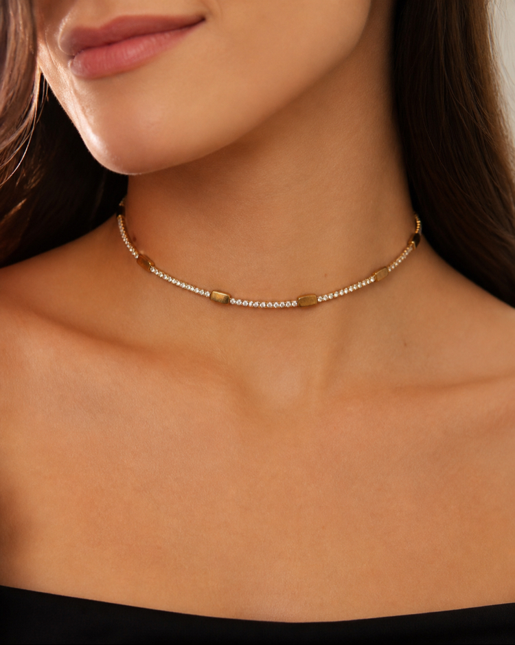 Rose ışıltılı choker