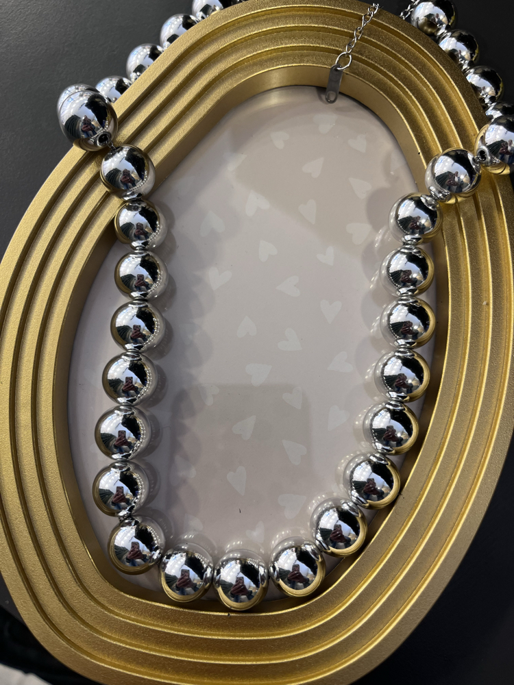 Gümüş renk Topçuk Çelik kolye
