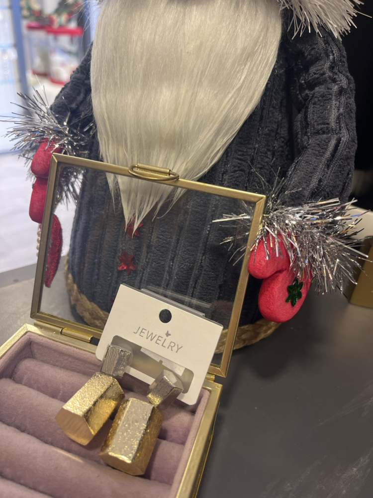 Çift renk geometrik mat küpe