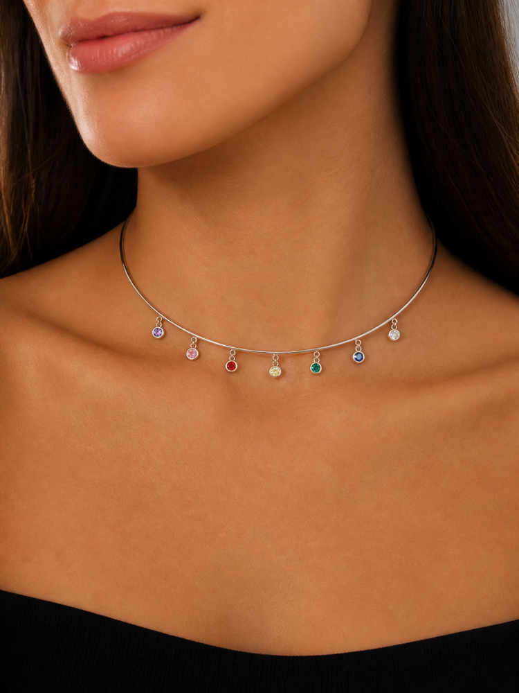 Gümüş renk choker
