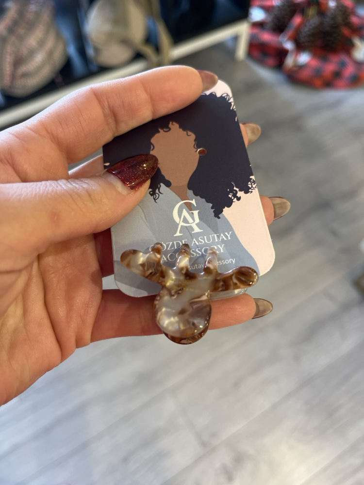 Açık Leo kemik mini mandal toka