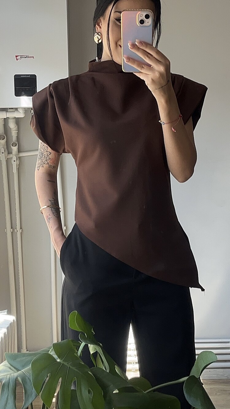 Zara vatkalı bluz acı kahve 