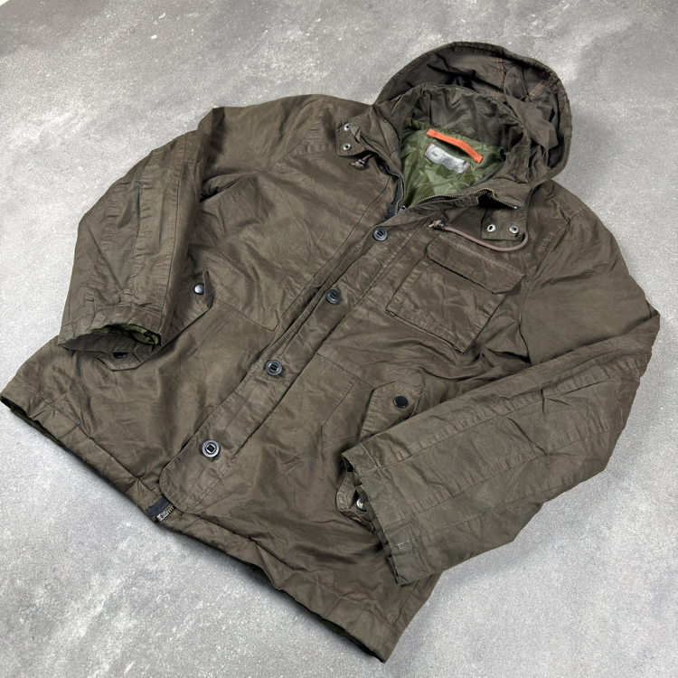 (M) Gap Military Style Olive Hooded Jacket