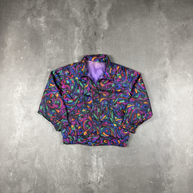 (L) Vintage 90s Abstract Print Windbreaker Jacket
