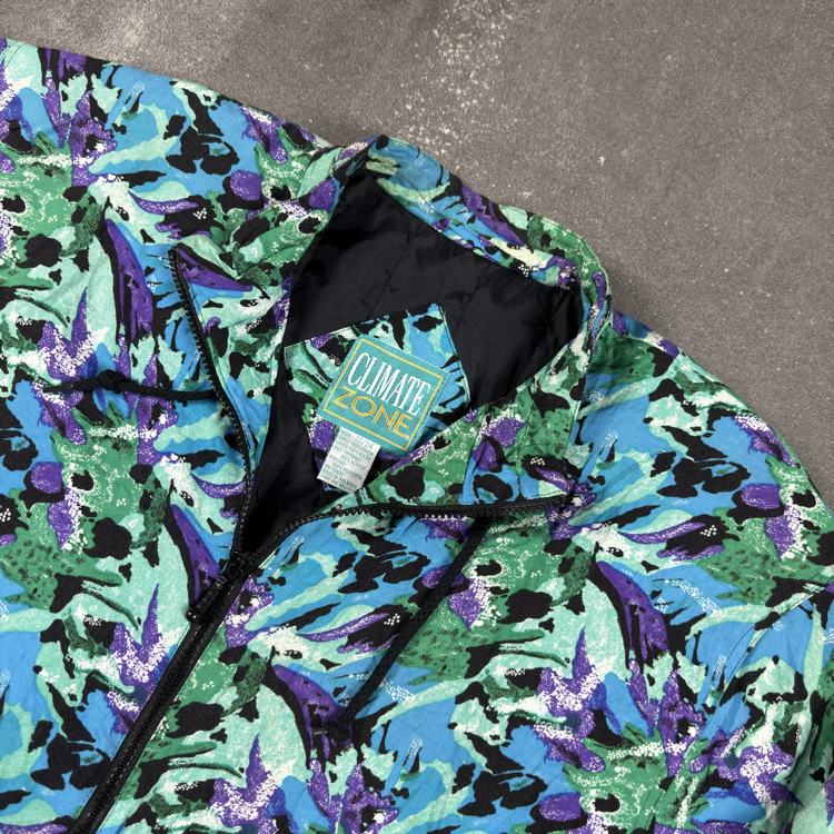 (XL) 90s Climate Zone Teal Purple Statement Windbreaker Jacket