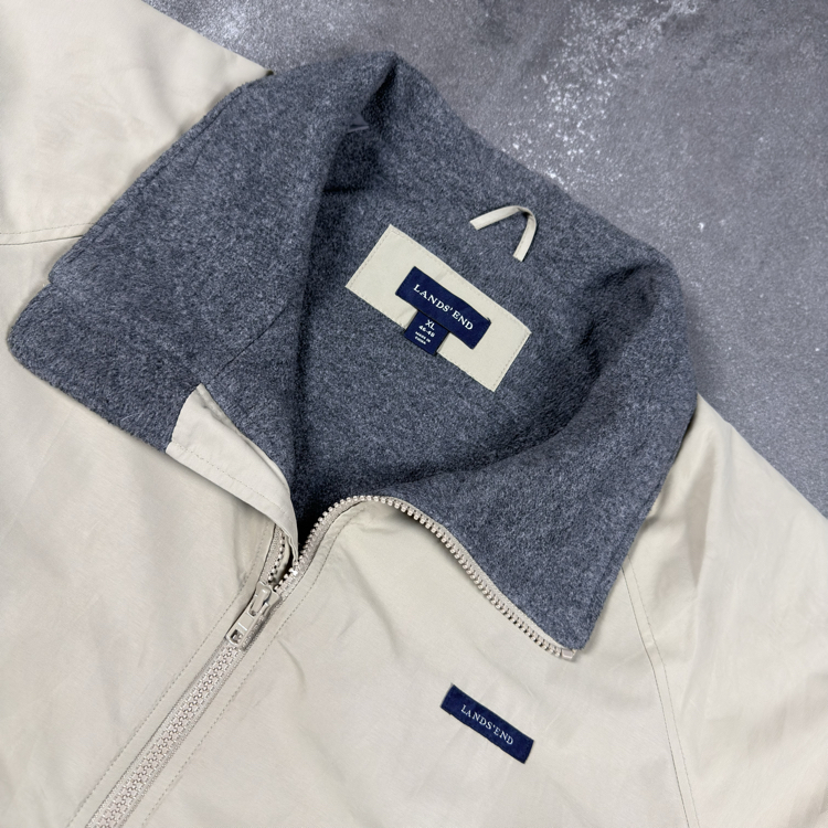 (XXL) Lands’ End Cream Harrington Bomber Jacket