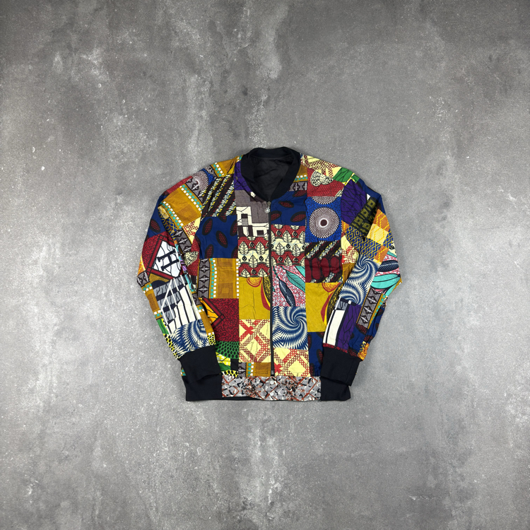 (S) African Wax Patchwork Bomber Jacket