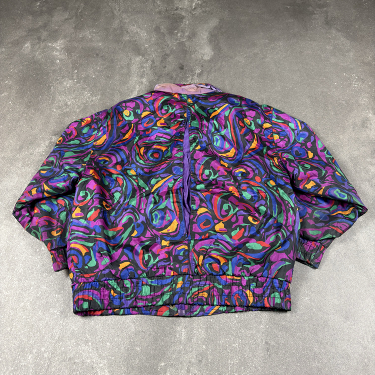 (L) Vintage 90s Abstract Print Windbreaker Jacket