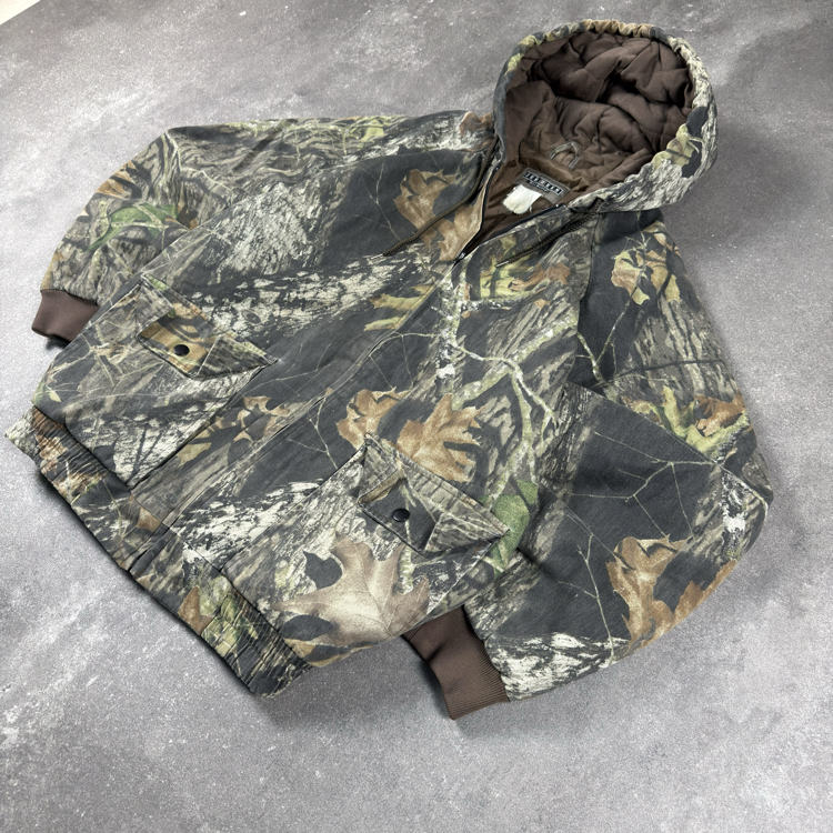 (XXL) 90s Jerzees Outdoors Quilted Camo Hunting Bomber Jacket