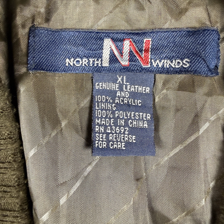 (XL) Vintage North Winds Leather Panel Argyle Cardigan