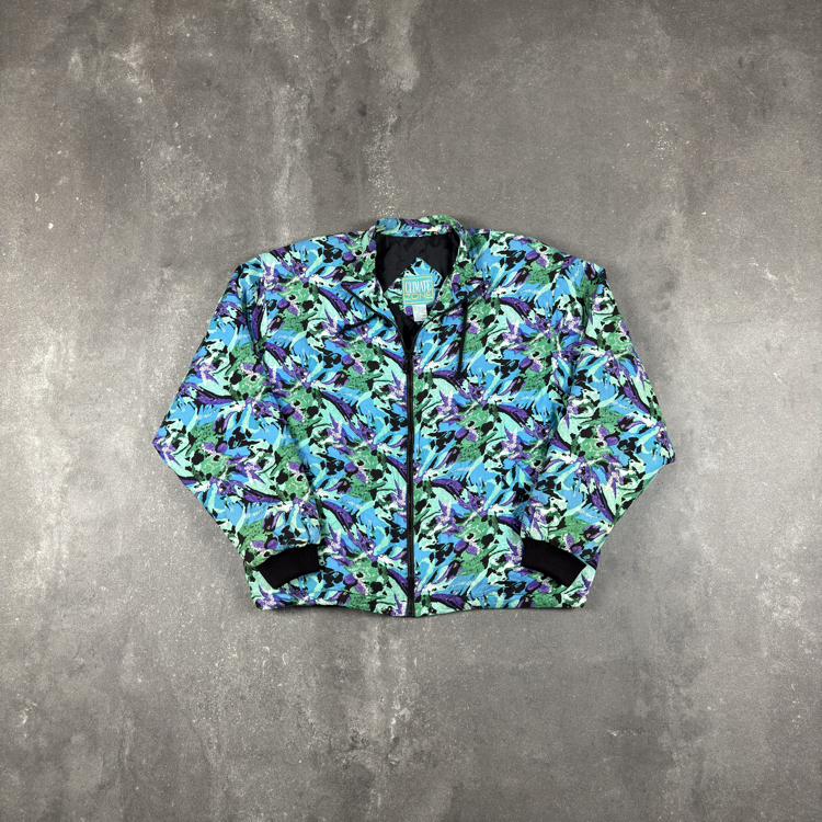 (XL) 90s Climate Zone Teal Purple Statement Windbreaker Jacket