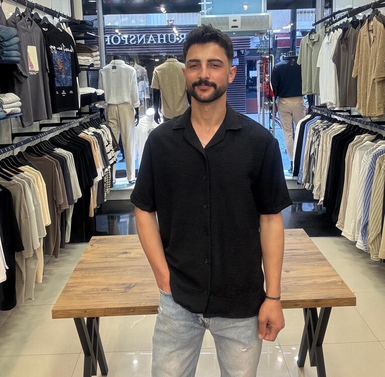 Kısa Kol Keten Gömlek