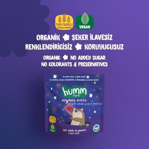 Humm Organic Vegan Pancarlı ve Tam Tahıllı Puflar 30 g