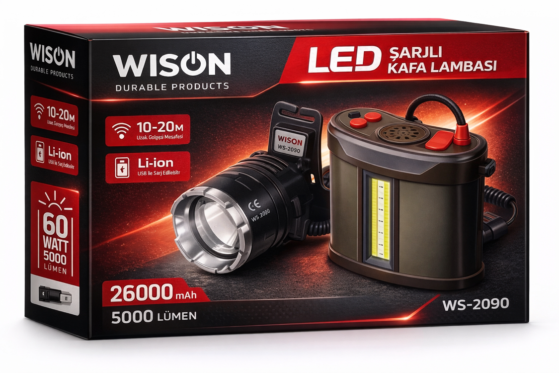 10 Saat şarj süreli kafa lambası wison Ws 2090