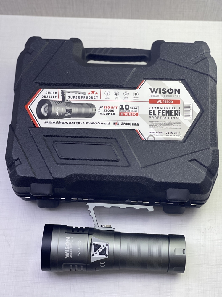 13 BİN LÜMEN ORİJİNAL ZOOMLU PROFESYONEL EL FENERİ Wison ws15500