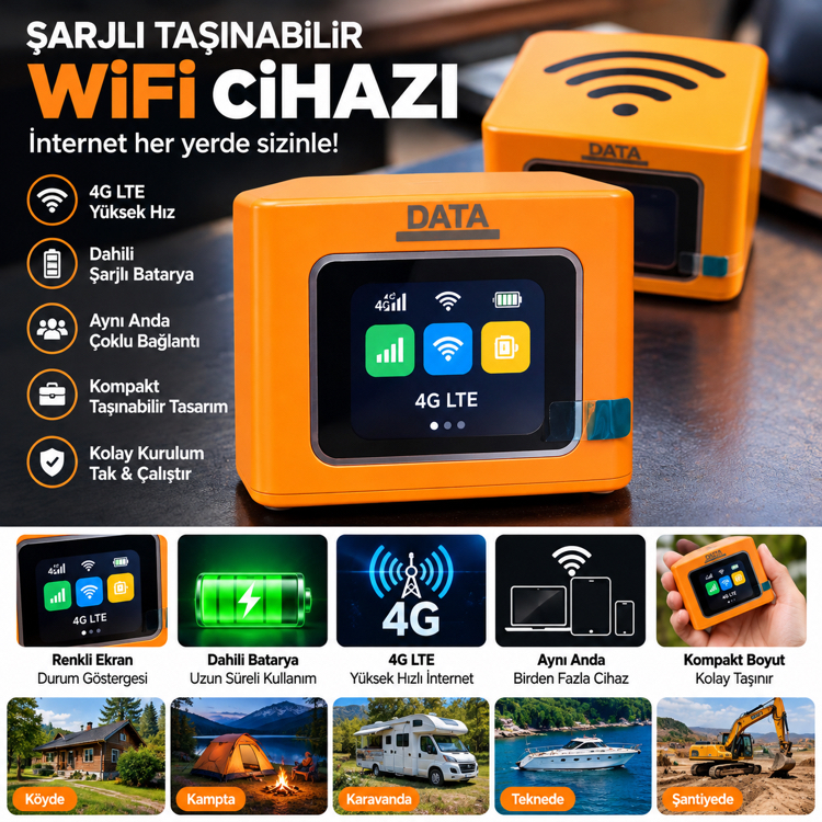 TAŞINABİLİR WİFİ CİHAZI - 100 GB HER AY