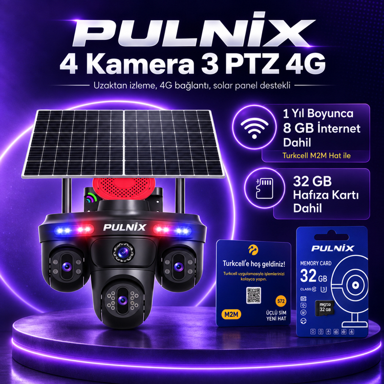 FULL SET KAMERA GÜNEŞ ENERJİLİ ÇİFT PANELLİ SİM KARTLI