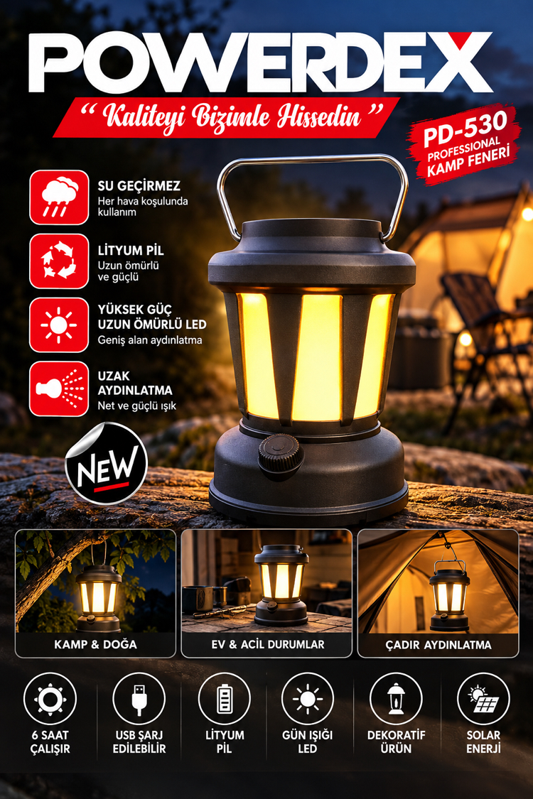 YENİ- KAMP LAMBASI POWERDEX PD 530