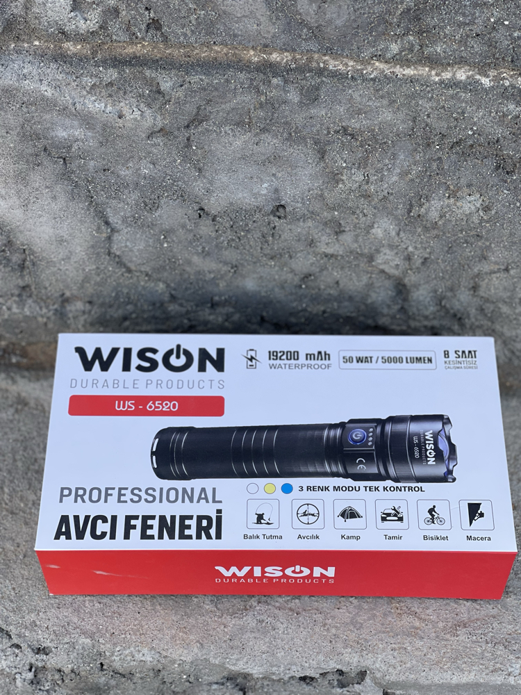 FIRSAT ~ 5000 Lümen 3 IŞIK RENKLİ - ZOOMLU EL FENERİ - Wison 6520