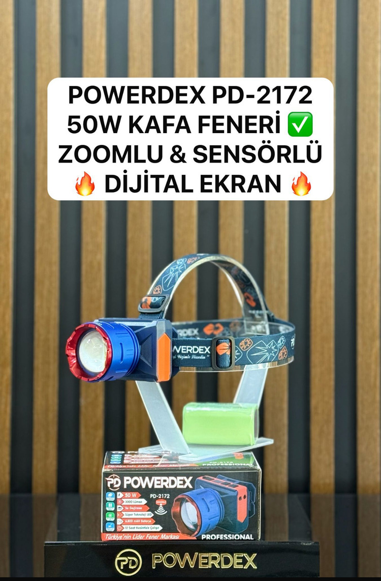 3000 LÜMEN KAFA FENERİ SENSÖRLÜ ZOOM ÖZELLİKLİ ! Powerdex PD-2172