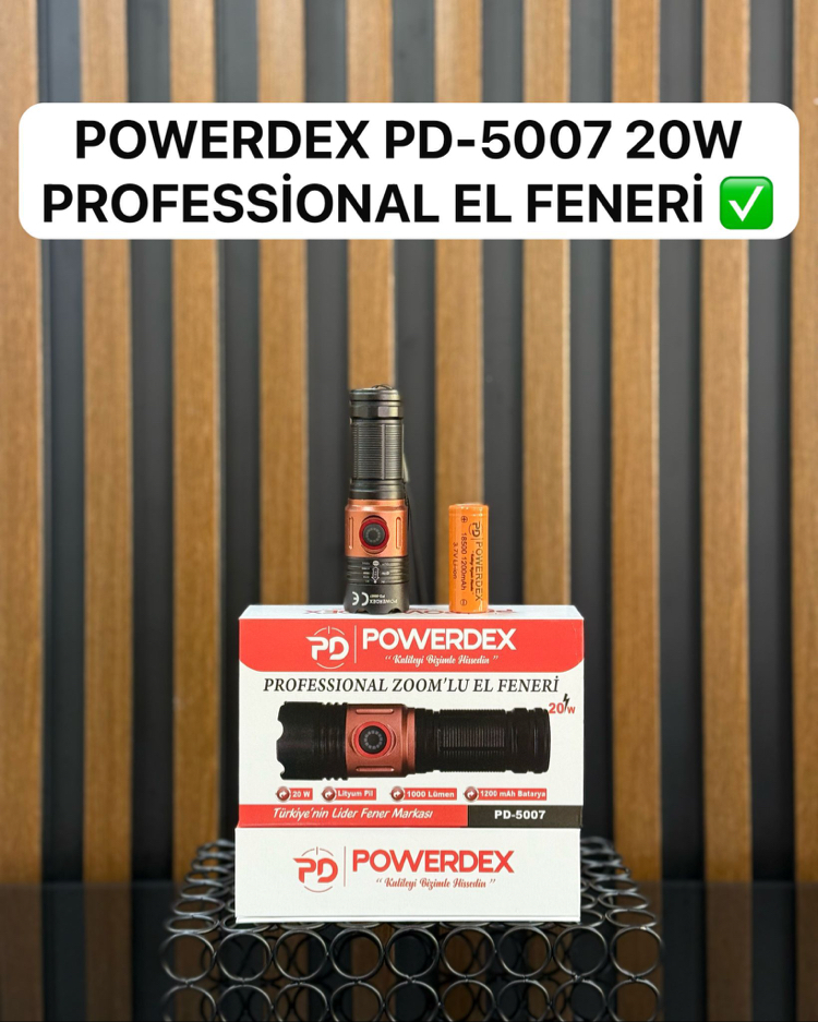 1000 lümen Cep Feneri ZOOMLU ŞARJLI powerdex pd 5007