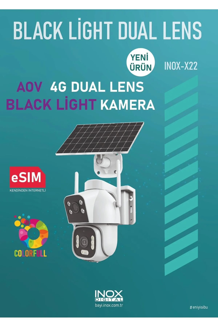 INOX GECE GÖRÜŞÜ YÜKSEK GÜNEŞ ENERJİLİ KAMERA SİM KARTLI