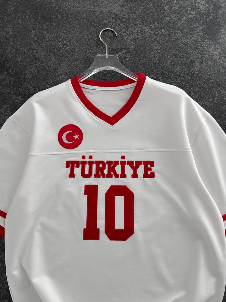 Türkiye V Yaka Tshirt Beyaz