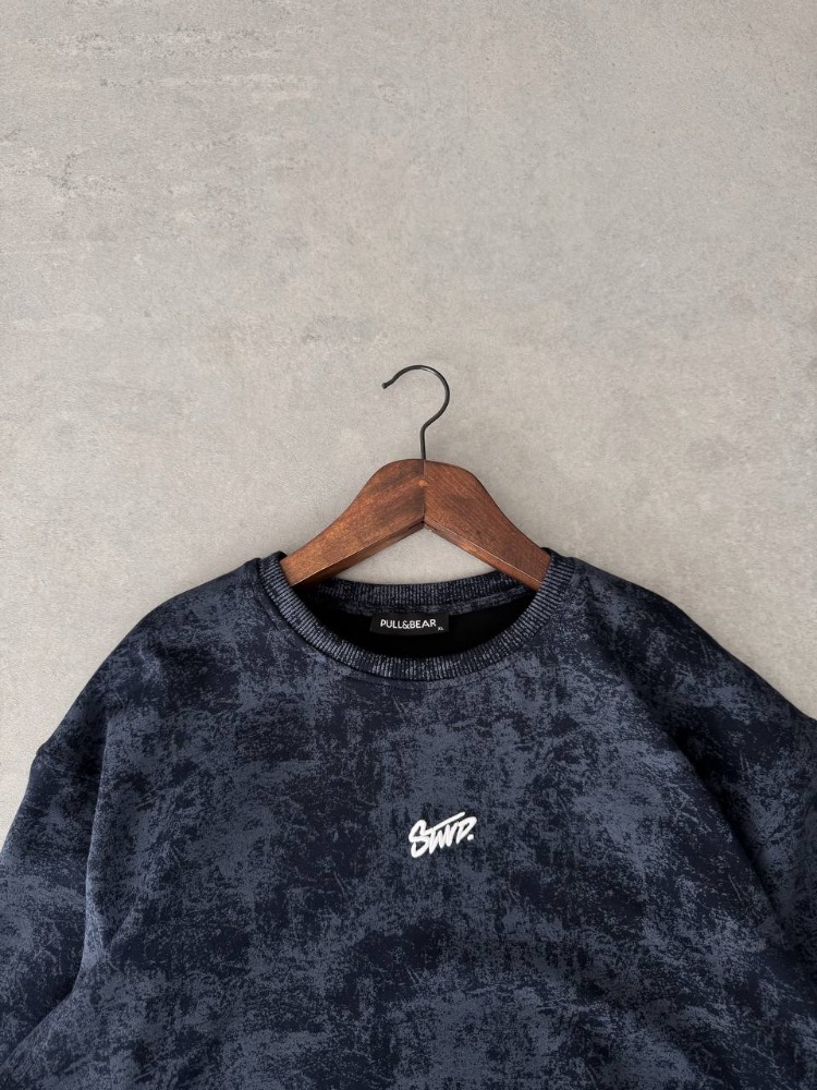 Bisiklet Yaka Oversize Yıkamalı Tshirt Lacivert