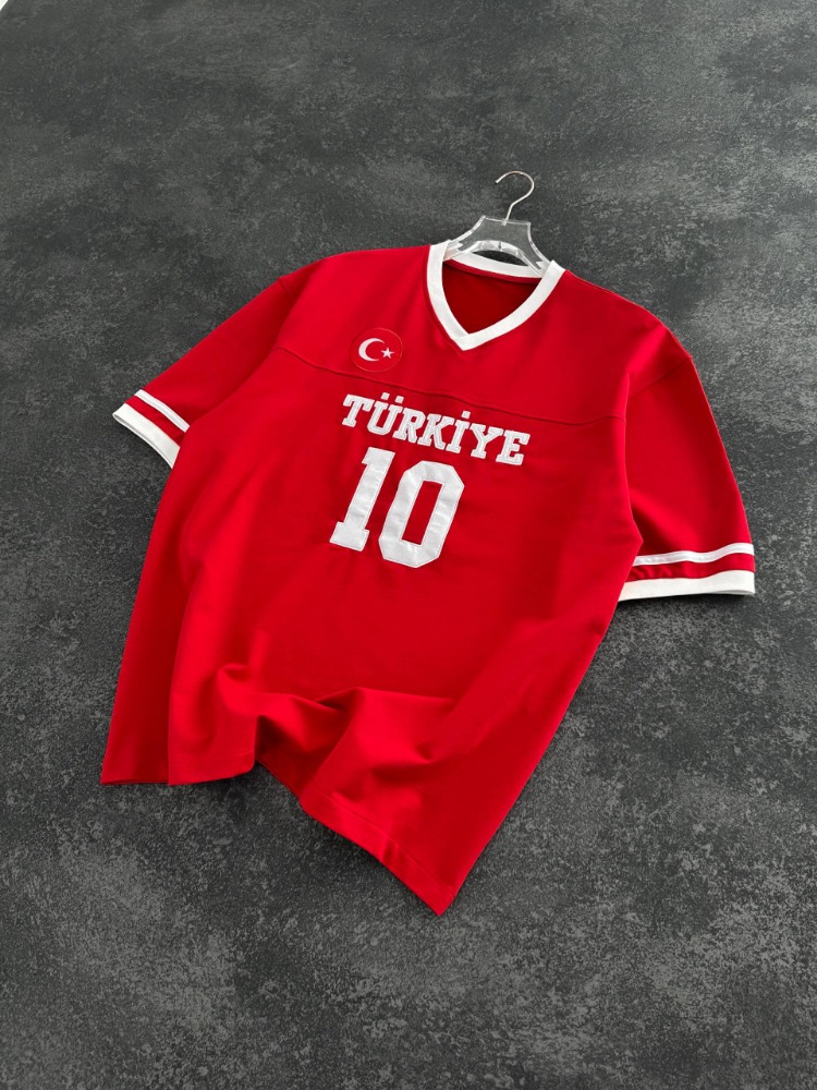 Türkiye V Yaka Tshirt Kırmızı