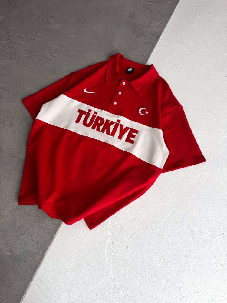 Polo Yaka Türkiye Tshirt Kırmızı
