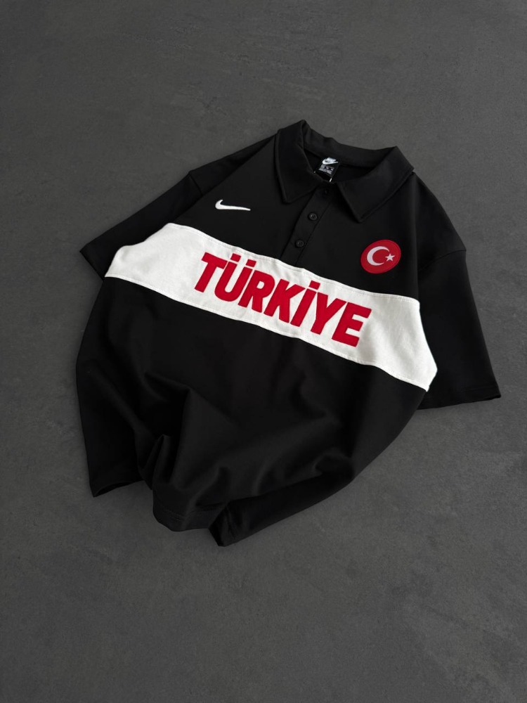 Polo Yaka Türkiye Tshirt Siyah