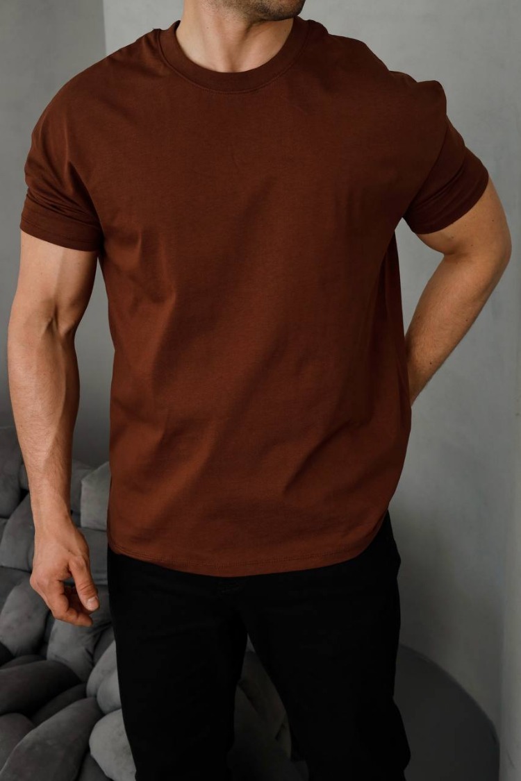 Kollar Dar Kesim Tshirt Kahverengi
