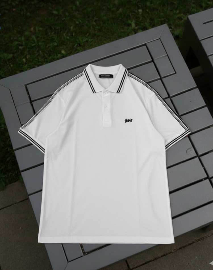 POLO YAKA STW NAKIŞLI LOGO TSHİRT BEYAZ