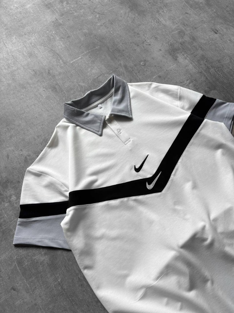POLO YAKA CİFT NK LOGO NAKIŞ OVERSİZE TSHİRT BEYAZ