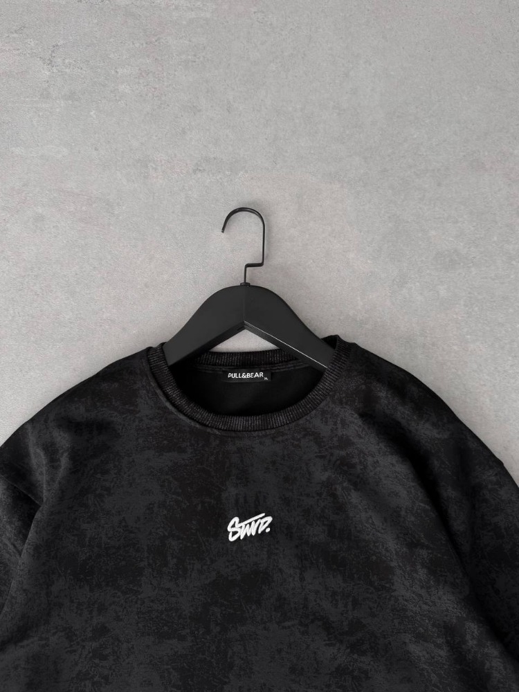 Bisiklet Yaka Oversize Yıkamalı Tshirt Siyah