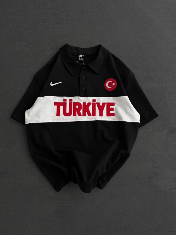Polo Yaka Türkiye Tshirt Siyah